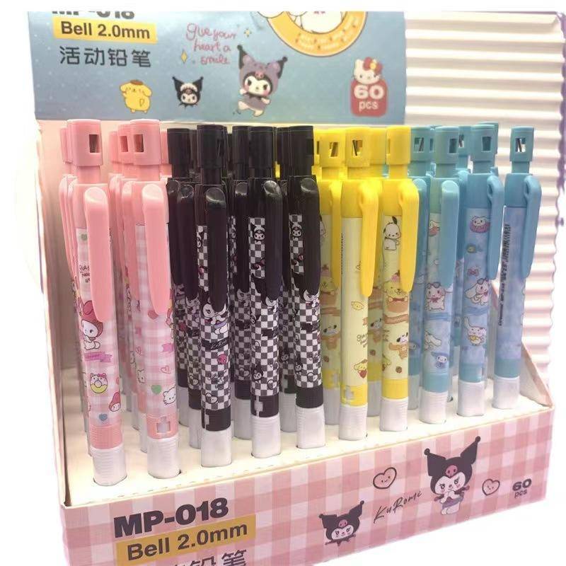 Set 4 Bút Chì Ngòi 2.0Mm Sanrio Mymelody Kuromi Cinnamoroll Pompom Purin Dễ Thương