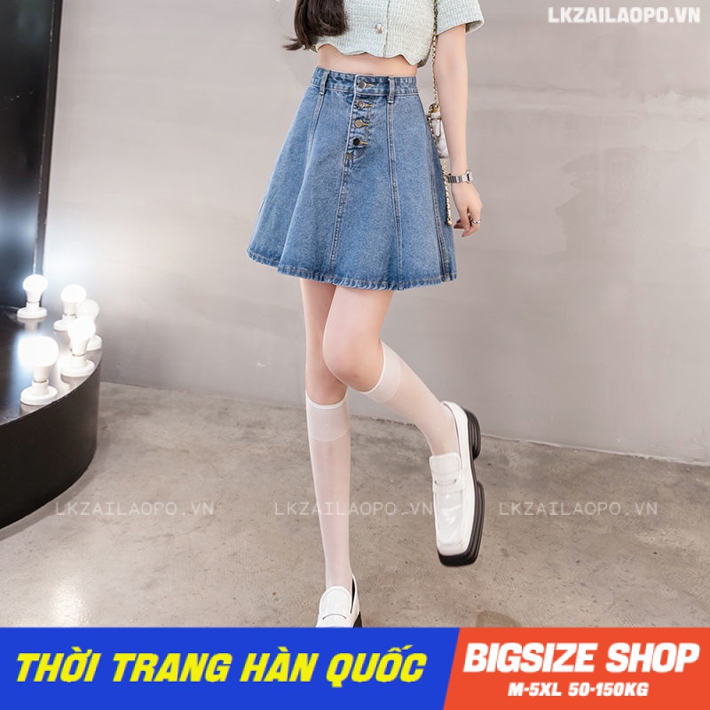 Chân váy denim nữ chân váy jeans bò nữ ngắn Bigsize chân váy nữ lưng cao cạp cao chữ a mùa hè Phong cách Hàn Quốc Thời Trang tiểu thư cá tính xinh đẹp cho người mập béo