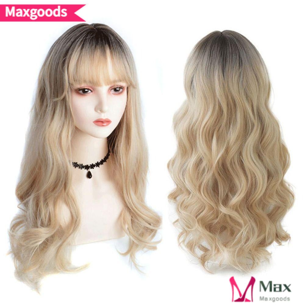 MAXG Bộ Tóc Giả Gợn Sóng Lớn Chịu Nhiệt Chất Lượng Cao