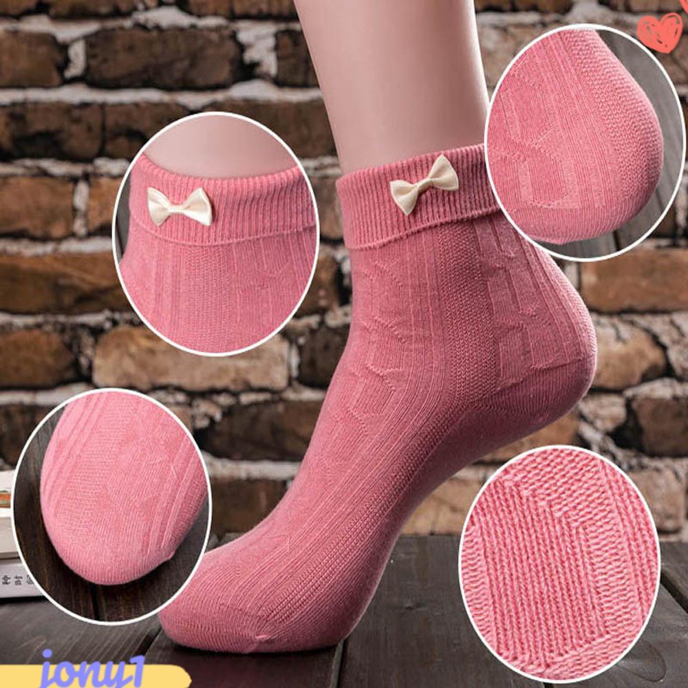 JONYE Vớ Mềm Đính Nơ Thêu Tay Thoải Mái Cho Nữ