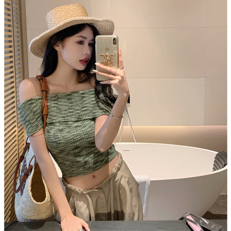 Áo Dệt Kim Trễ Vai Dáng Ôm Co Giãn