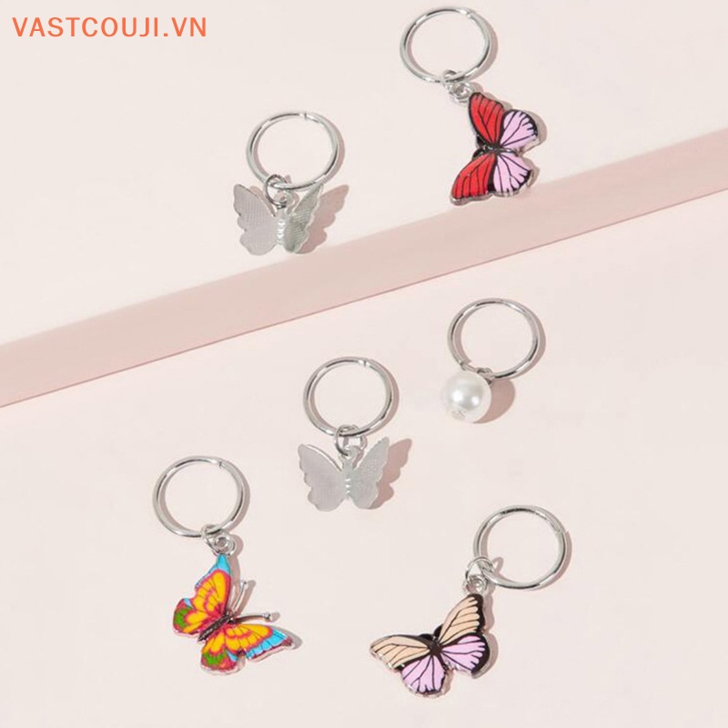 Set 6 Kẹp Tóc Hình Bướm / Ngôi Sao Bằng Kim Loại Thời Trang Cho Nữ