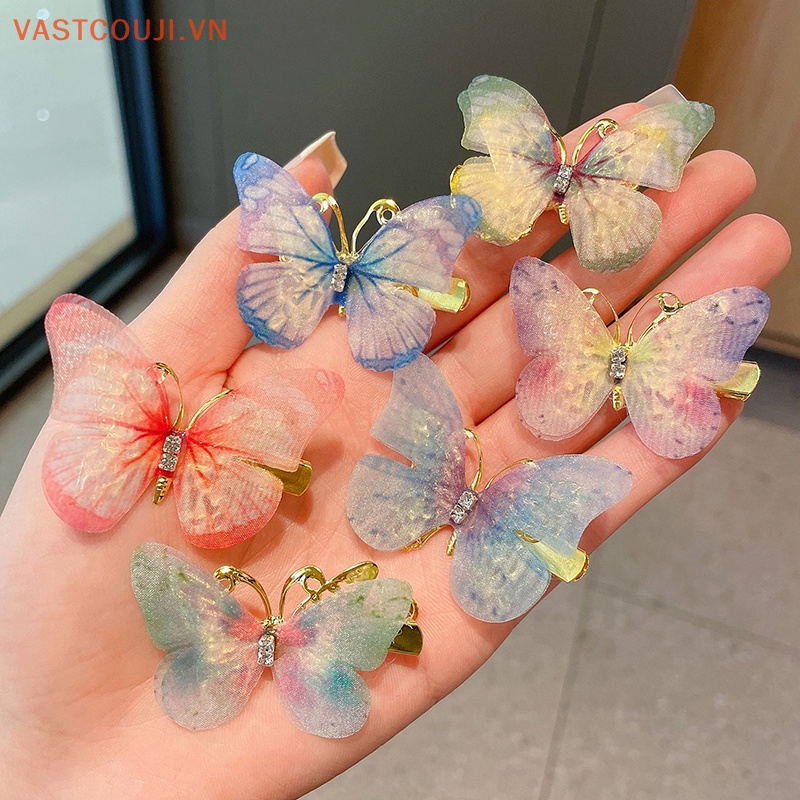 1 Cặp Kẹp Tóc Hình Bươm Bướm Dễ Thương Thời Trang Cho Bé Gái