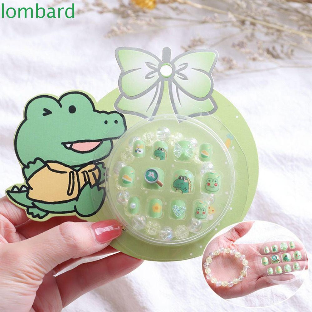 LOMBARD Bộ Móng Tay Giả DIY Họa Tiết Hoạt Hình Dễ Thương Có Thể Tháo Rời Cho Bé Gái