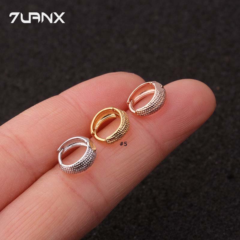 1 Khuyên Tai Tròn Mini Đính Đá Zircon Hình Trái Tim