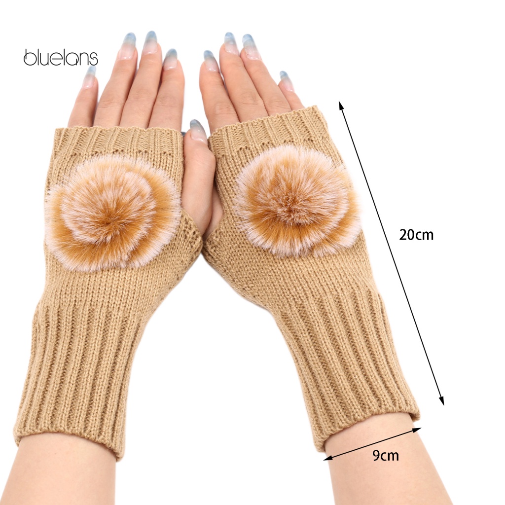 1 Đôi Găng Tay Dệt Kim Hở Ngón Giữ Ấm Mùa Đông Cho Nữ