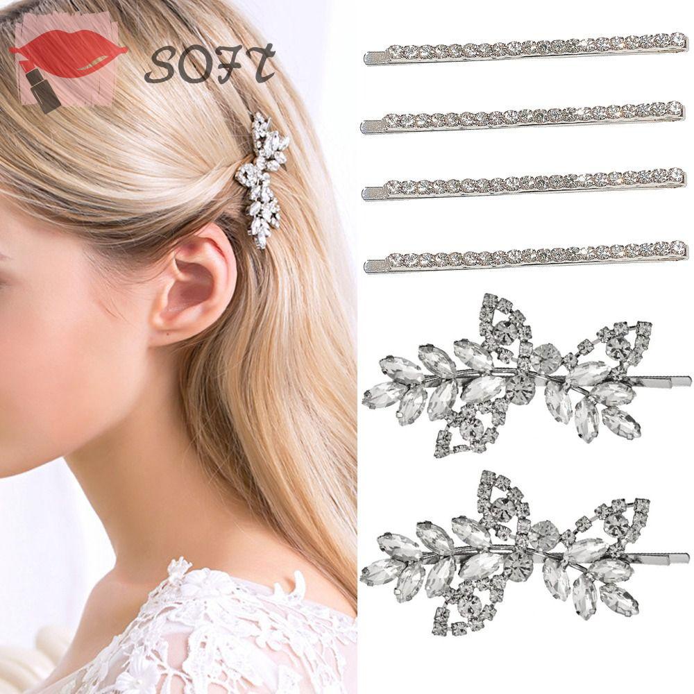 SOFTNESS Kẹp Tóc Đính Đá Lấp Lánh Trang Trí Tóc Cho Nữ