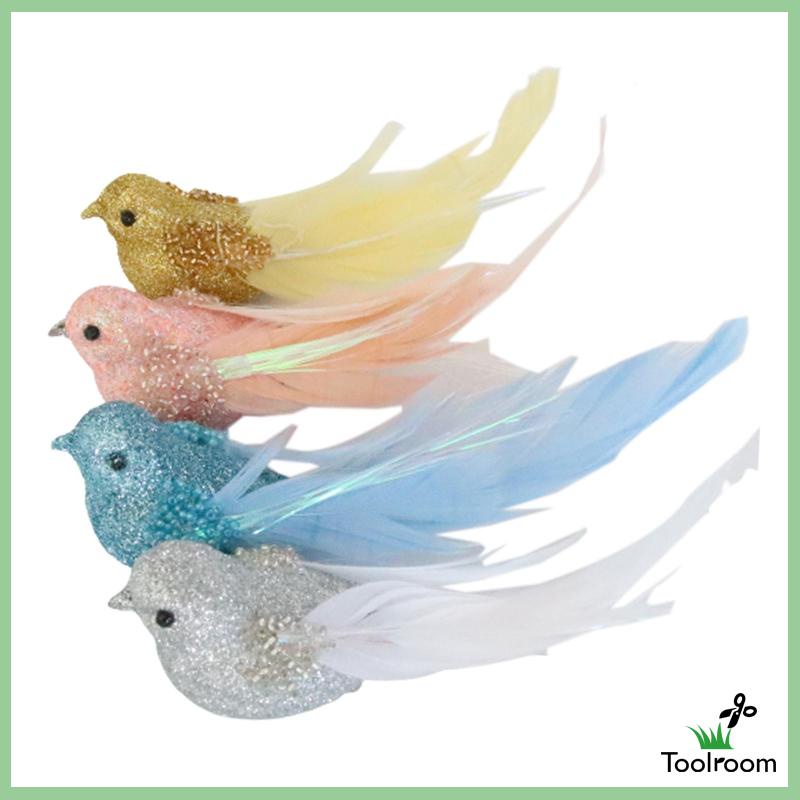 Set 4 Chú Chim Nhân Tạo Mini Bằng Xốp Dùng Trang Trí DIY