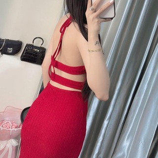 Đầm yếm xốp nhật có mút chất đẹp