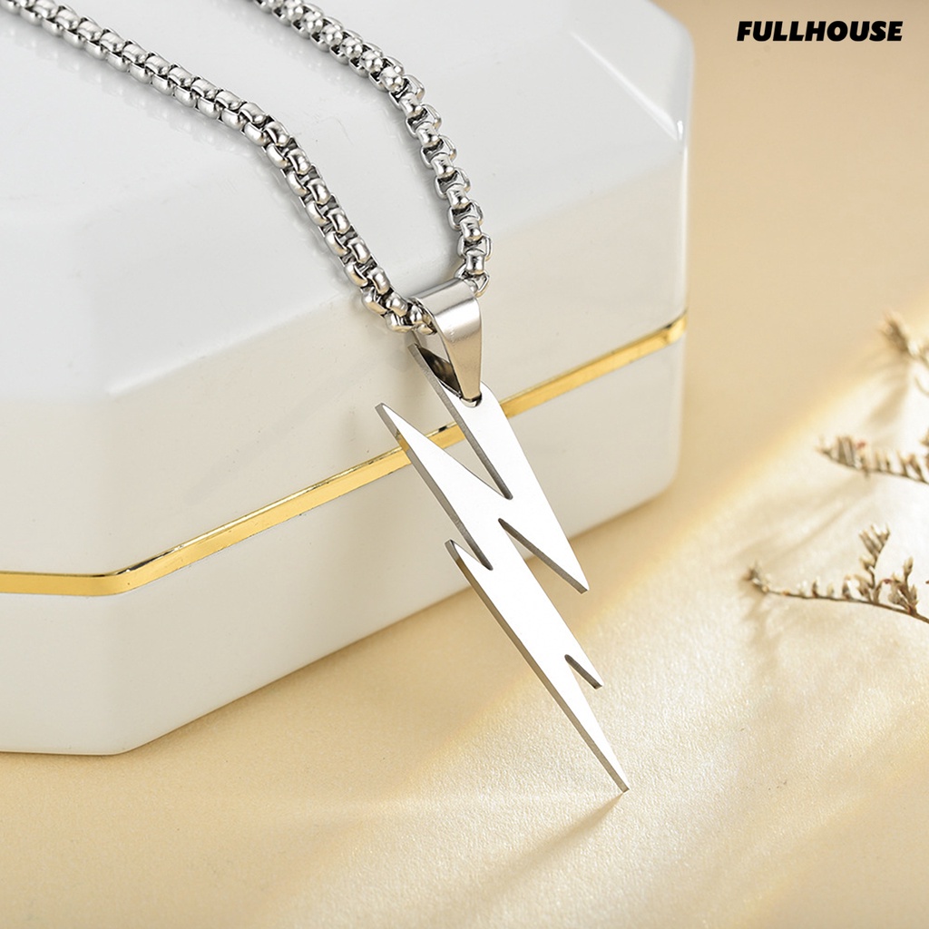 Vòng cổ Mặt Hình Học Sấm Sét Màu Trơn Phong Cách Hip Hop Cho Nam Và Nữ