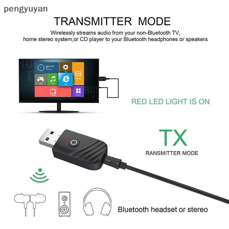 Bộ Chuyển Đổi USB Bluetooth 5.0 Không Dây 3 Trong 1 Cho TV / Máy Tính