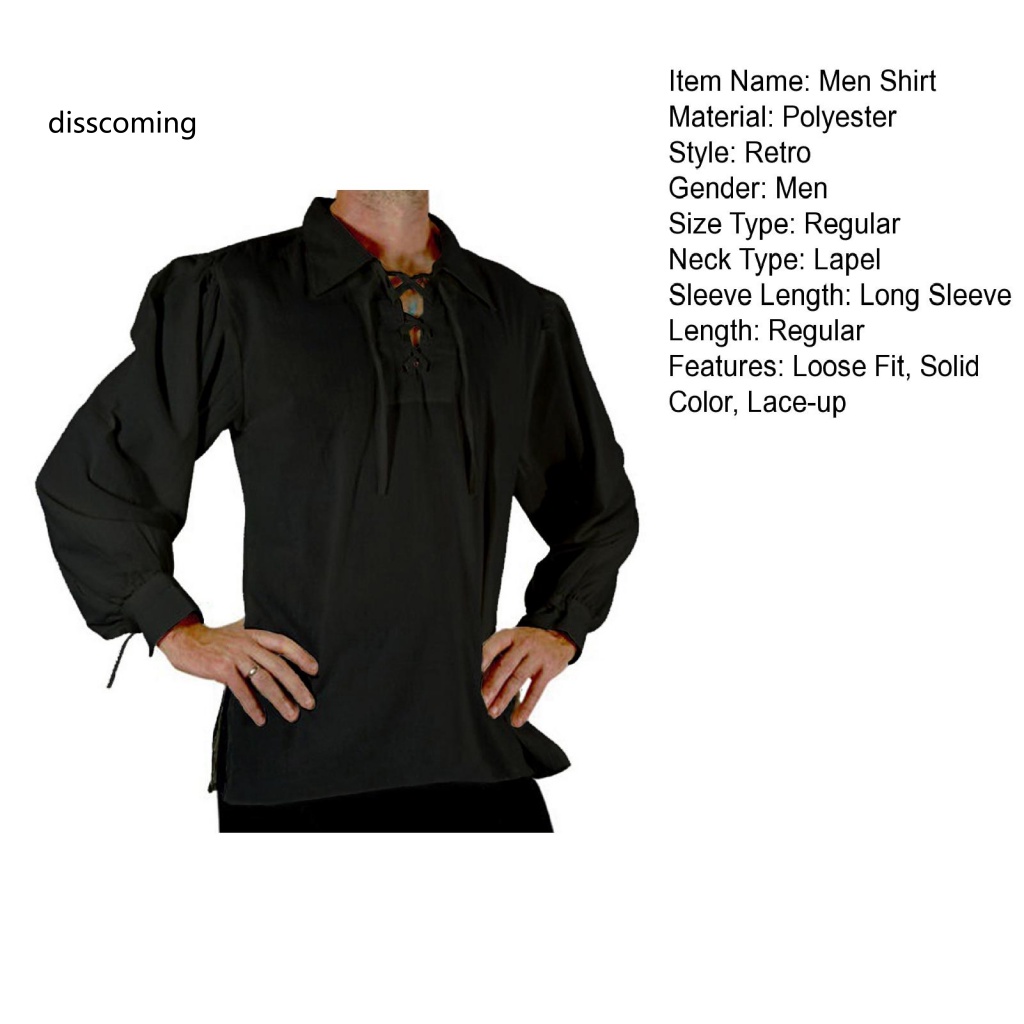 Áo Thun SL SL SL SL SL SL SL SL| Áo Sơ Mi Tay Dài Màu Trơn Dáng Rộng Cột Dây Hóa Trang Thời Phục Hưng Cho Nam