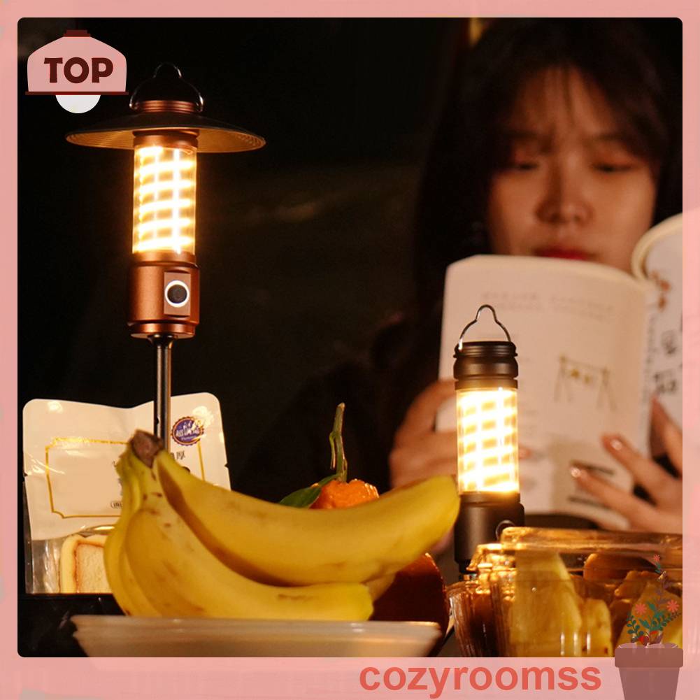 Đèn Cắm Trại Phong Cách Retro Chống Thấm Nước 400LM 2200mAh Sạc USB Tiện Lợi