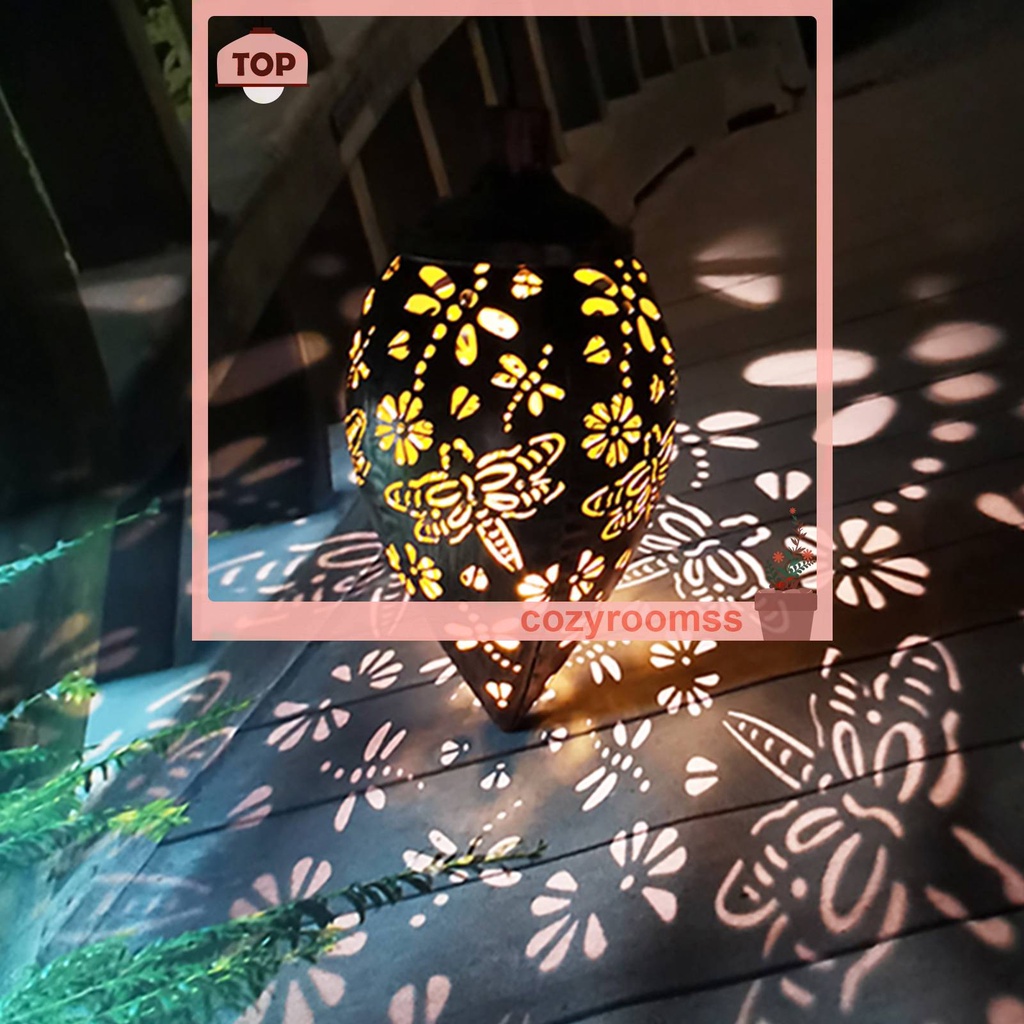 Lồng Đèn Treo Trang Trí Sân Vườn Bằng Sắt Sử Dụng Năng Lượng Mặt Trời Chống Thấm Nước