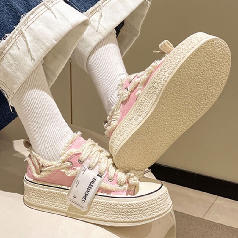 Giày Thể Thao Vải Canvas Đế Dày Thoải Mái Phong Cách Hàn Quốc Cho Nữ