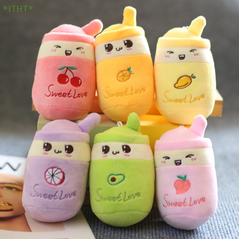 1 Búp Bê Nhồi Bông Hình Ly Trà Sữa 12cm Trang Trí Móc Khóa Mới