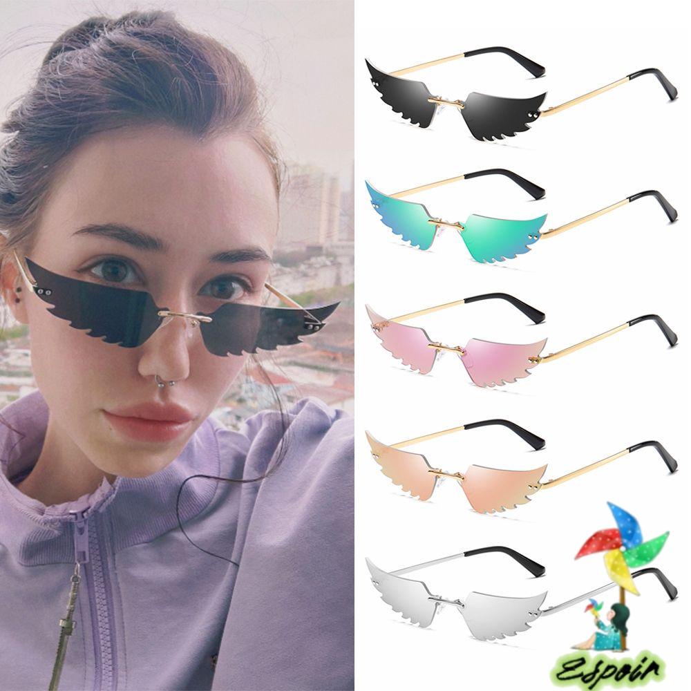 ESPO Kính Mát Nữ Chống Tia UV400 Hình Đôi Cánh Thiên Thần Phong Cách Retro Thời Trang