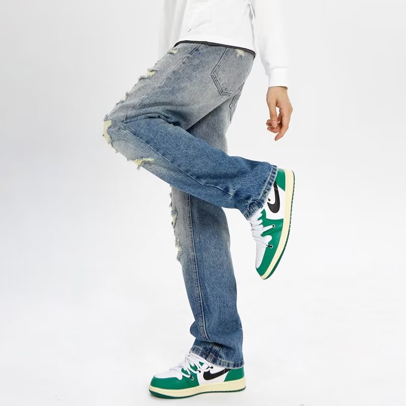 Quần Jeans Dài Rách Gối Thời Trang Dành Cho Nam Và Nữ