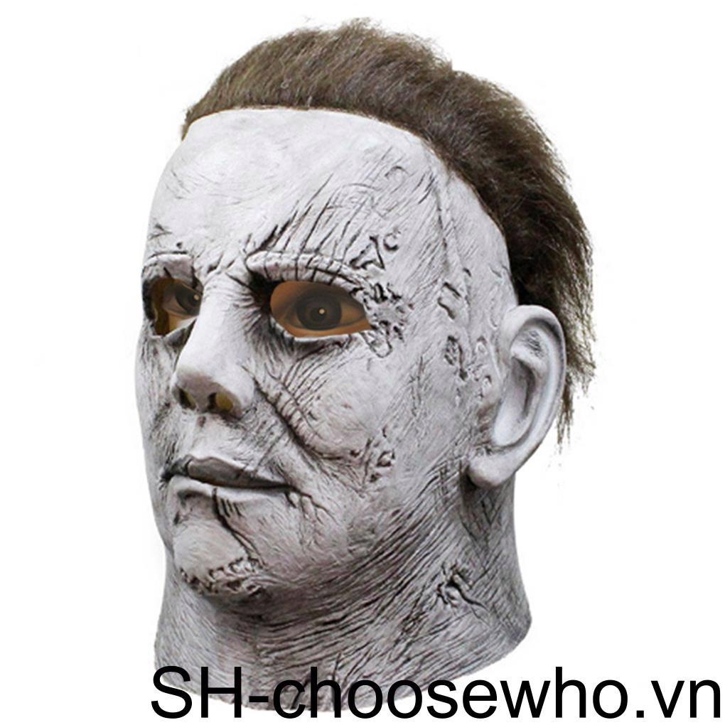 Mặt Nạ Latex Hóa Trang Halloween Kinh Dị Kèm Tóc Giả