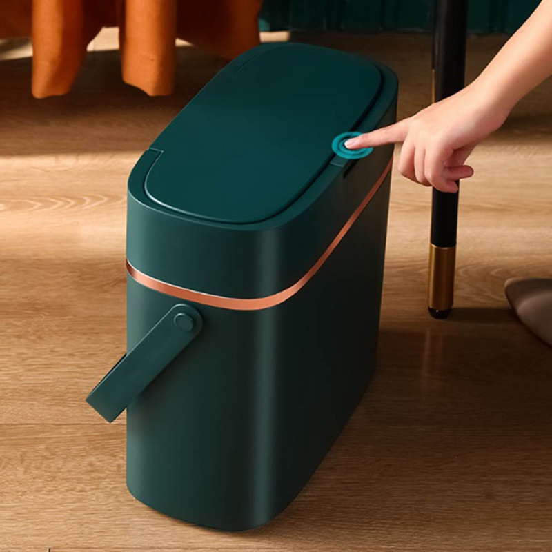1 Thùng Rác 16 Lít Có Nắp Và Tay Cầm Bằng Nhựa Màu Xanh Lá Đậm Cho Phòng Ngủ / Phòng Ngủ / Thùng Rác / Văn Phòng / RV