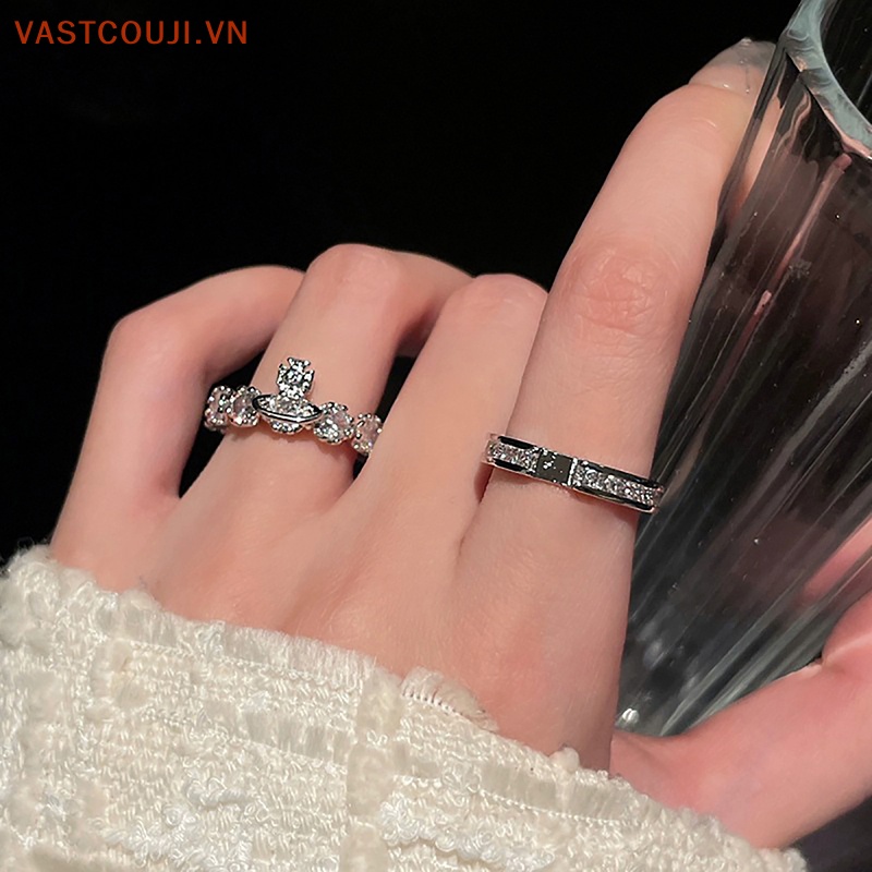 Nhẫn Hở Bằng Hợp Kim Đính Đá Zircon Cổ Điển Thời Trang Cho Nữ