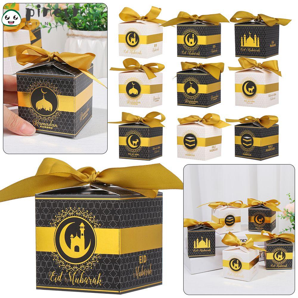 PINEVN Set 5 / 10 Hộp Quà Hồi Giáo In Chữ Eid Mubarak Thời Trang