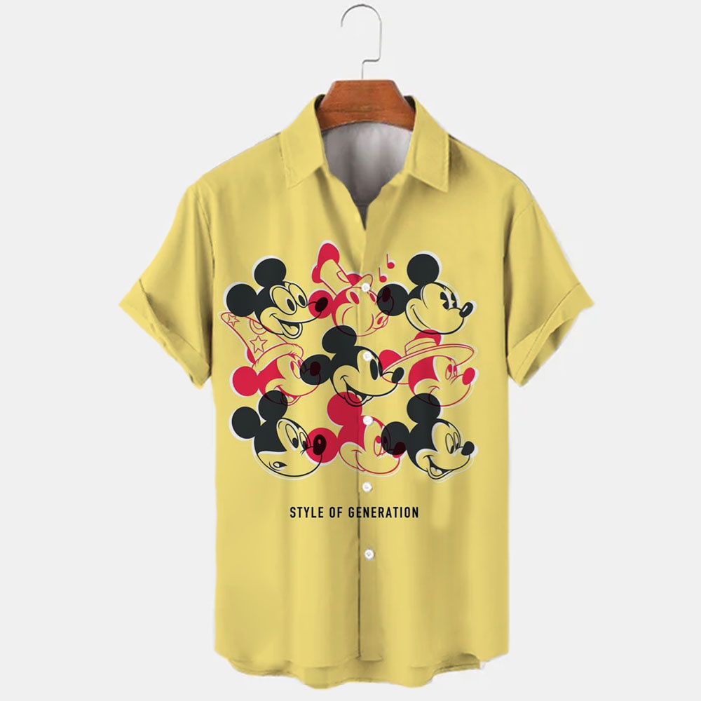 DISNEY Áo Sơ Mi Nam Tay Ngắn In Hình Chuột Mickey 3d Thời Trang