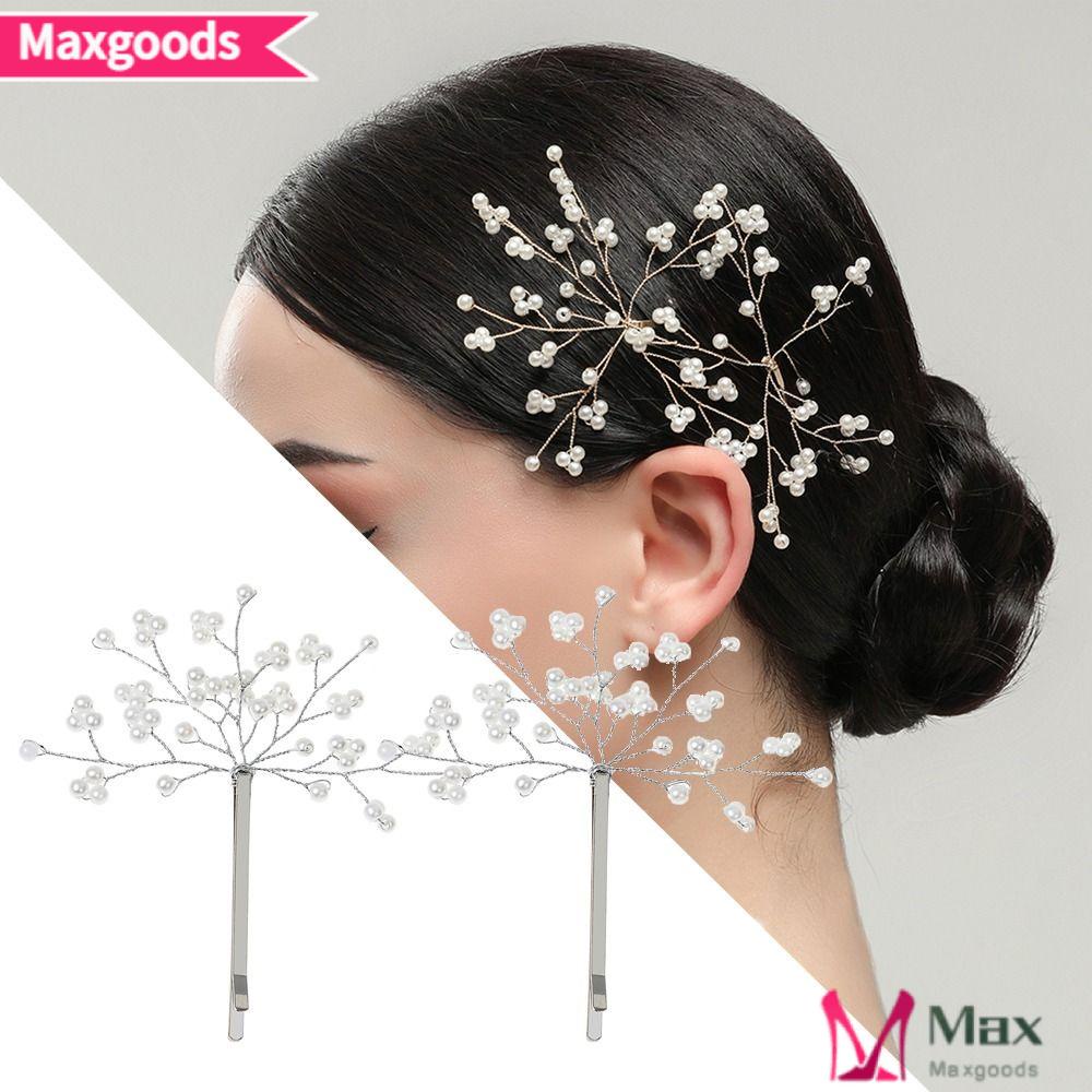 MAXG Set 2 Kẹp Tóc Trang Trí Màu Vàng / Bạc Cho Cô Dâu