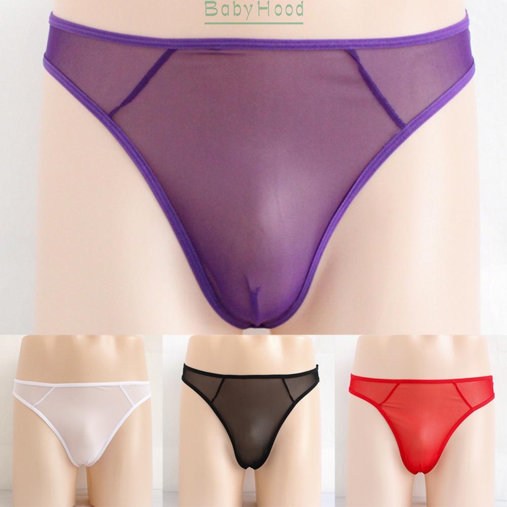Mens Sexy String Pouch Thong G-string T-Back Thin Mesh Sheer See-Through Briefs#BBHOOD