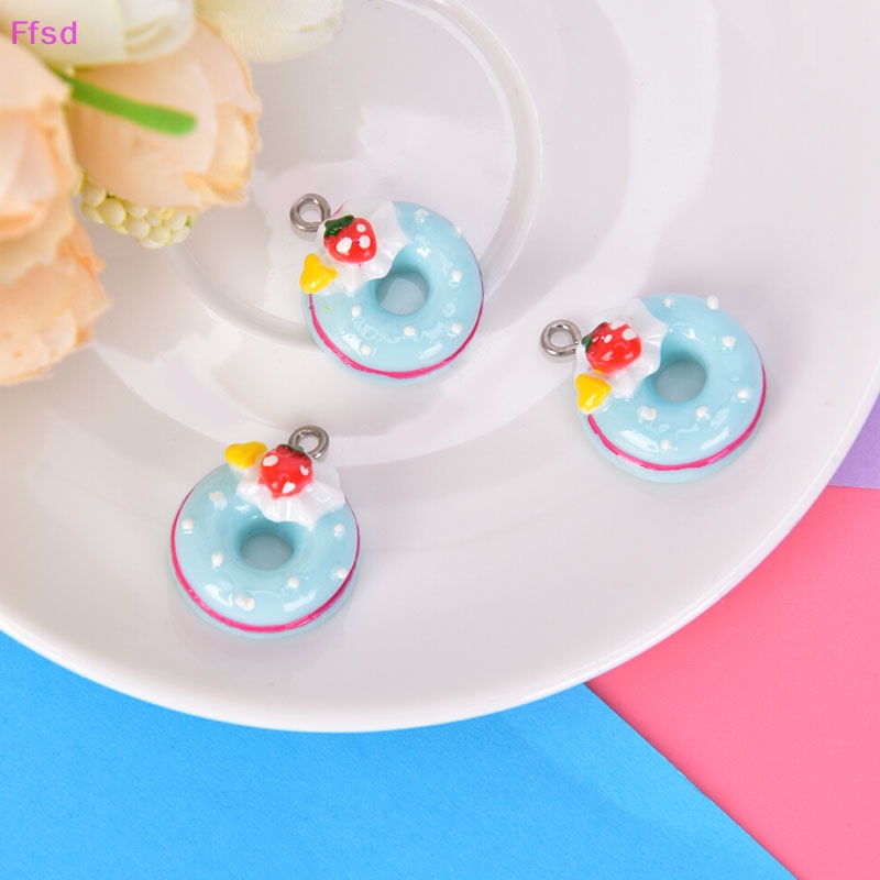 {Ffsd} Bộ 10 Mặt Dây Chuyền Hình Bánh Donut Mini DIY Trang Sức Ch Findings * Bán Chạy