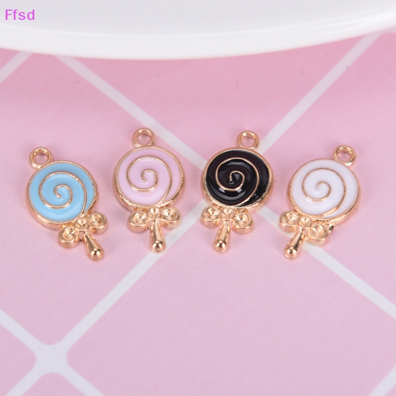 {Ffsd} Bộ 10 Mặt Dây Chuyền Hợp Kim Tráng Men Hình Kẹo Mút Ch DIY Trang Sức Findings * Bán Chạy