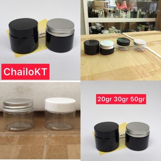 Hũ pet trong 20gr 30gr 50gr/ hũ pet đen 20ml 30ml 50ml nắp nhôm/nắp nhựa .