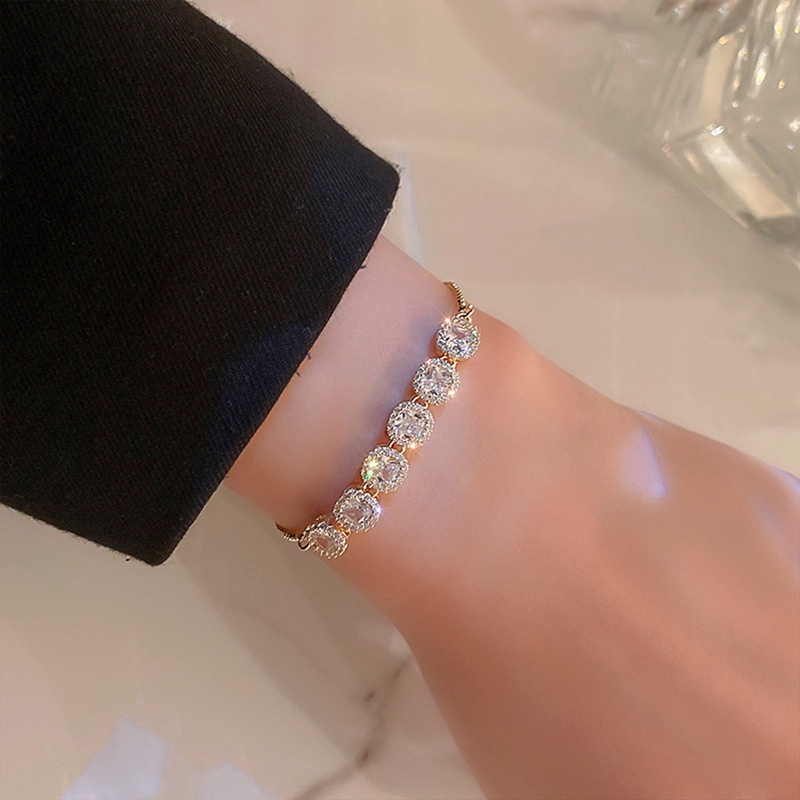 Ygt Vòng Tay Tennis Đính Đá Zircon Tự Nhiên Có Thể Điều Chỉnh Cho Nữ