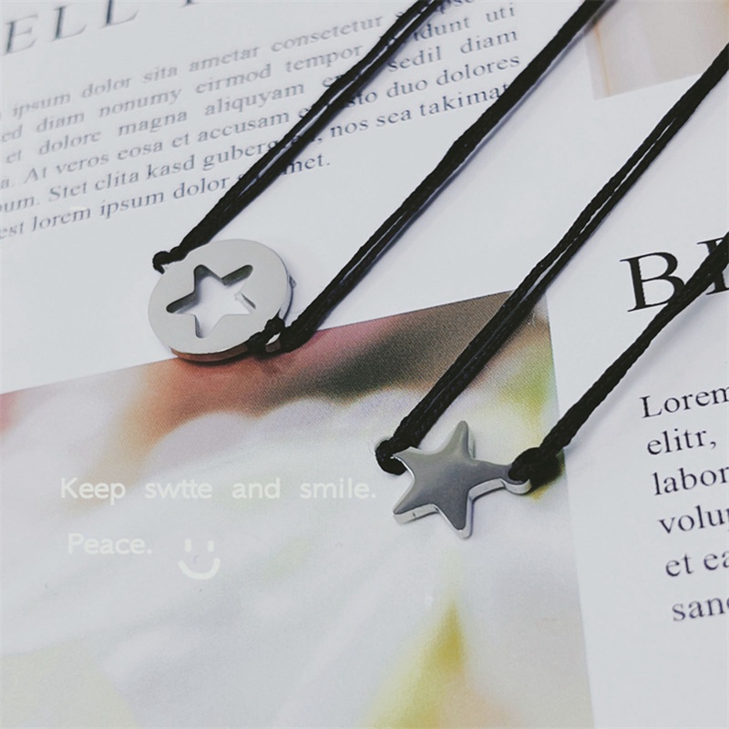 1 Cặp Vòng Tay Tình Bạn Bằng Thép Không Gỉ Thiết Kế Ngôi Sao Thời Trang Cho Nữ