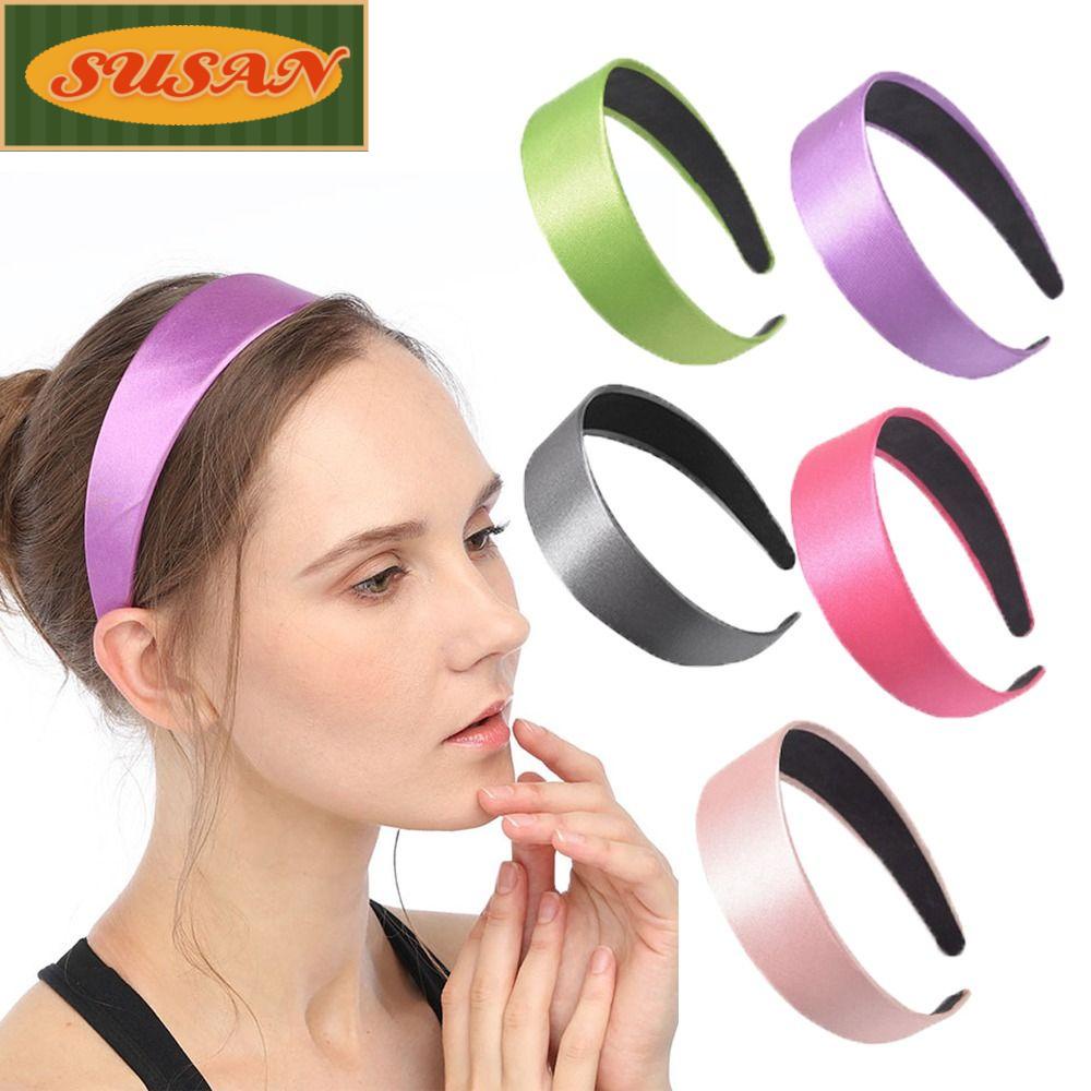 SUSANS Băng Đô Cài Tóc Bằng Lụa Satin Bản Rộng Chống Trượt Dùng Tập Yoga / Trang Điểm