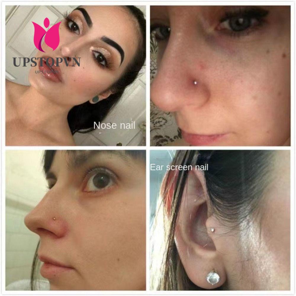 UPSTOPVN Bộ Khuyên Xỏ Mũi / Môi / Tai / Mũi Bằng Thép Không Gỉ Đính Đá Kim Cương Dành Cho Nam Và Nữ