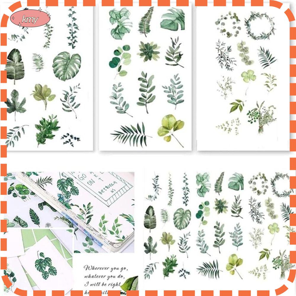 KRNY Set 30 Tấm Nhãn Dán Washi Bằng Giấy Màu Xanh Lá Trang Trí Thẻ Thủ Công