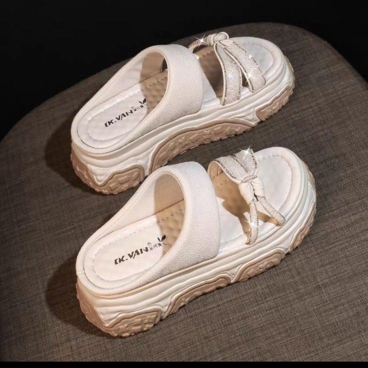 Sandal Đế Dày 6.5cm Đính Đá Phong Cách Thời Trang Mùa Hè Mới 2023 Dành Cho Nữ