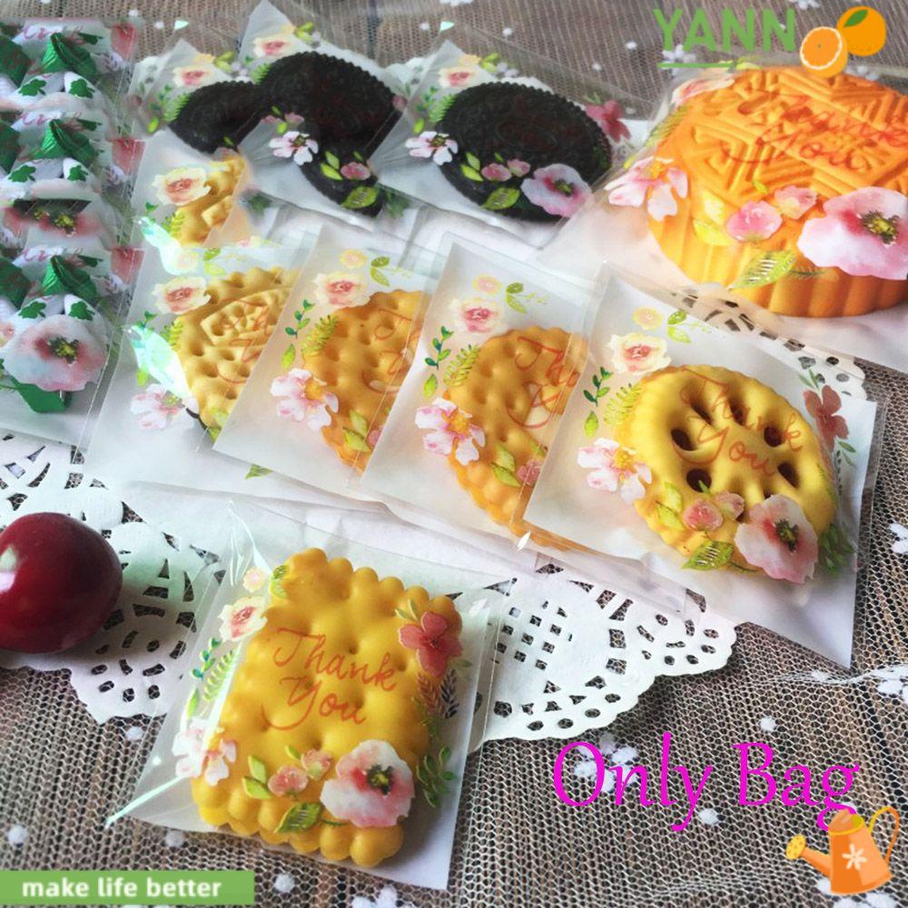 YANN1 Set 100 Túi Nhựa Đựng Kẹo Cưới Tự Dính Có 4 Kích Cỡ Mới