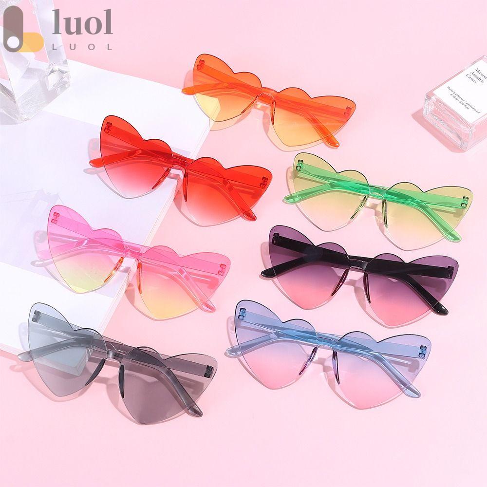 LUOL Kính Mát Hình Trái Tim Nhiều Màu Sắc Dễ Thương UV400 Không Viền Chống Nắng Thích Hợp Đi Biển / Du Lịch / Đường Phố
