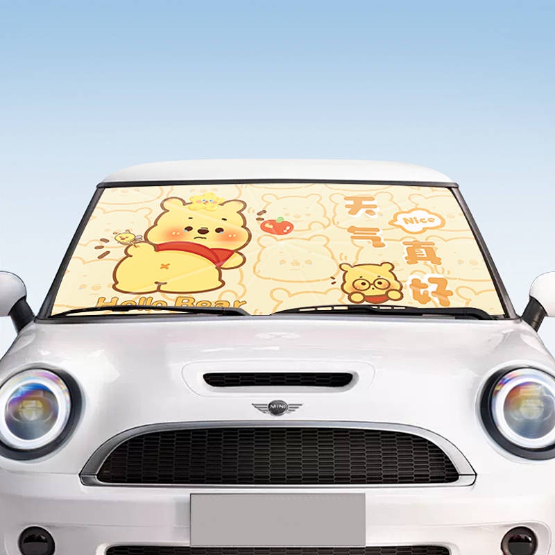 Cartoon Car Sunshade Front Windshield Sunshade Parking Curtain Cover Windshield Sun Protection Thermal Insulation Car Artifact ZuaX