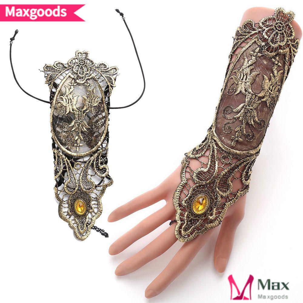 MAXG Găng Tay Ren Hở Ngón Phong Cách Retro Gothic