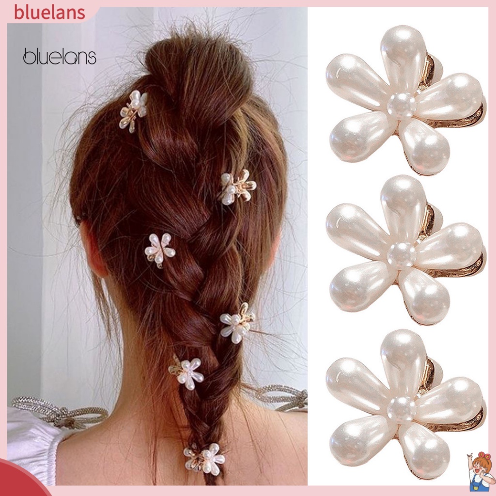 Set 5 Kẹp Tóc Càng Cua Mini Đính Ngọc Trai Giả Thiết Kế Hoa Thời Trang Cho Nữ