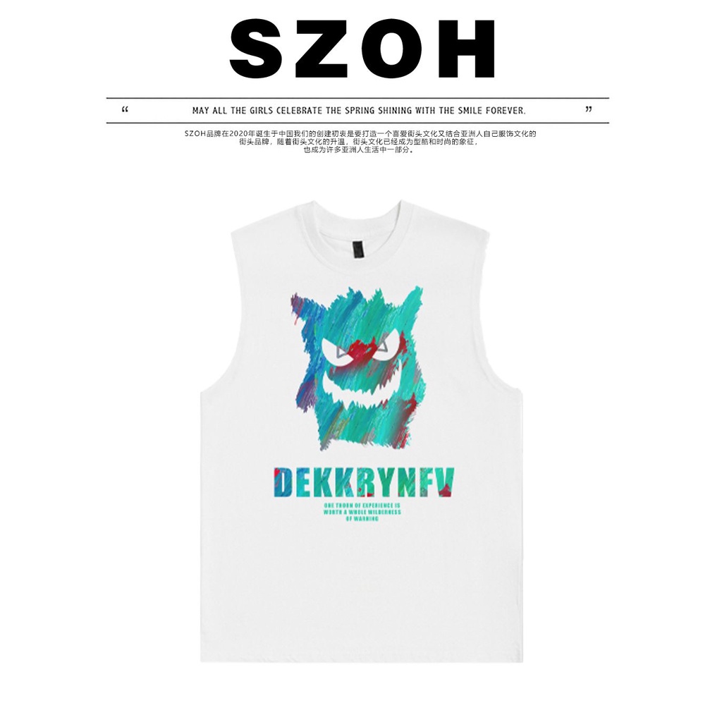 Áo Thun Cotton Không Tay In Hoạt Hình Phong Cách Âu Mỹ Dành Cho Nam Nữ