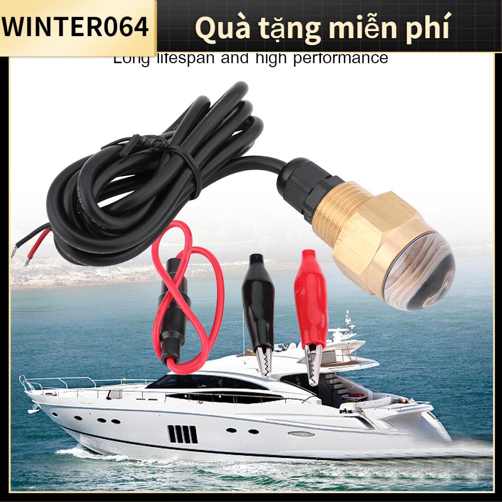 Winter064 Mềm Thuyền 12V Đồng Thủy Tinh LED Xanh Dương Dưới Nước Ánh Sáng Đèn Cống Plug1/2 &quot;NPT Du Phụ Kiện