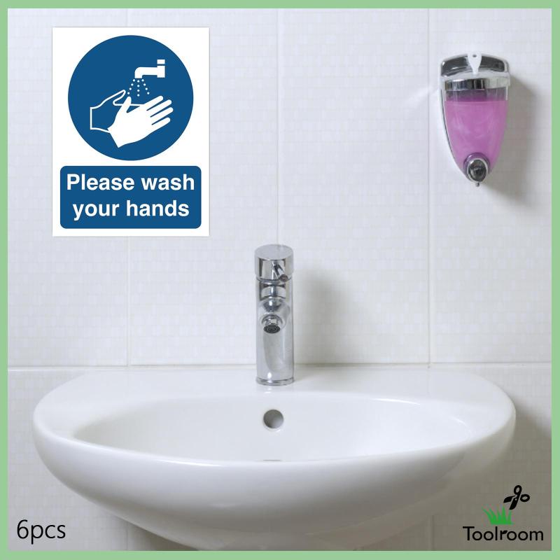 Bộ 6 Miếng Dán Biển Báo Rửa Tay Cho Nhà Vệ Sinh
