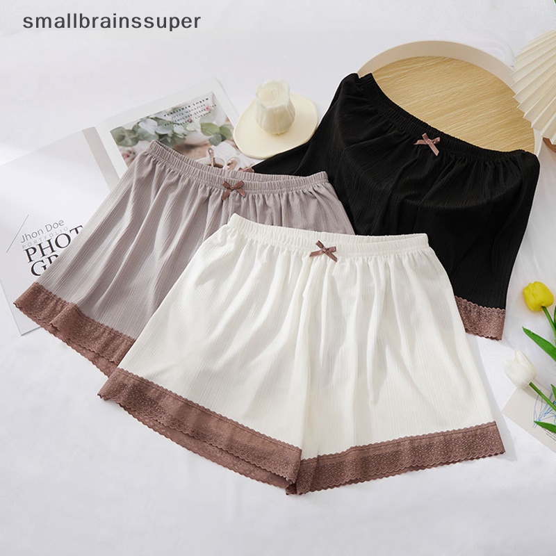 Smallbrainssuper Quần Short An Toàn Mặc Dưới Váy Bằng Lụa Lạnh Phối Ren Màu Tương Phản Chống Lộ Hàng Mới Dành Cho Bạn Nữ SBS