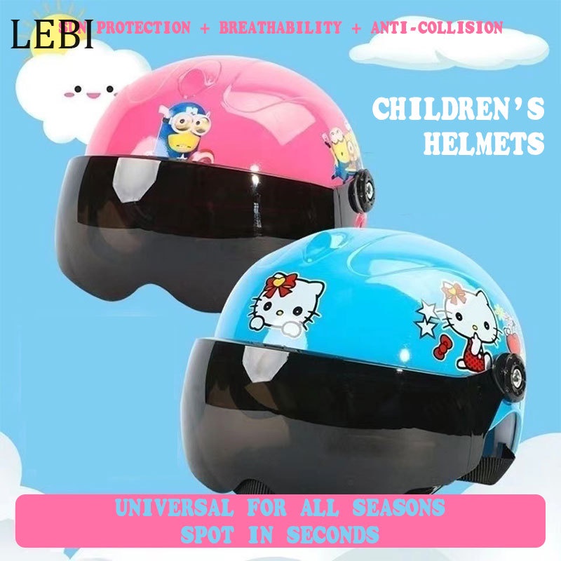 Lebi Mũ Bảo Hiểm Chống Nắng Đi Xe Điện Họa Tiết Hoạt Hình Dễ Thương Thông Dụng Cho Học Sinh Và Trẻ Em