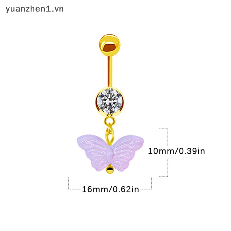 Khuyên Rốn Hình Bướm Đính Đá Bằng Thép Không Gỉ Thời Trang Cho Nữ