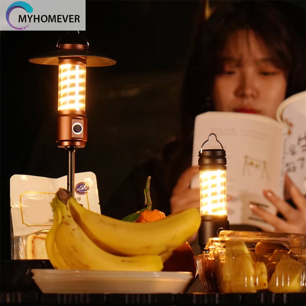 Đèn Cắm Trại Phong Cách Retro Chống Thấm Nước 400LM 2200mAh Sạc USB Tiện Lợi